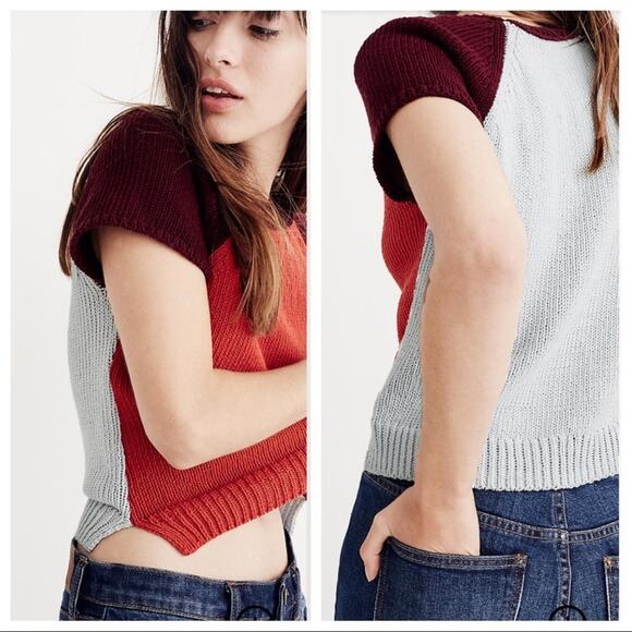 Madewell Colorblock Crop Sweater Tee Size XXS - Picture 2 of 10